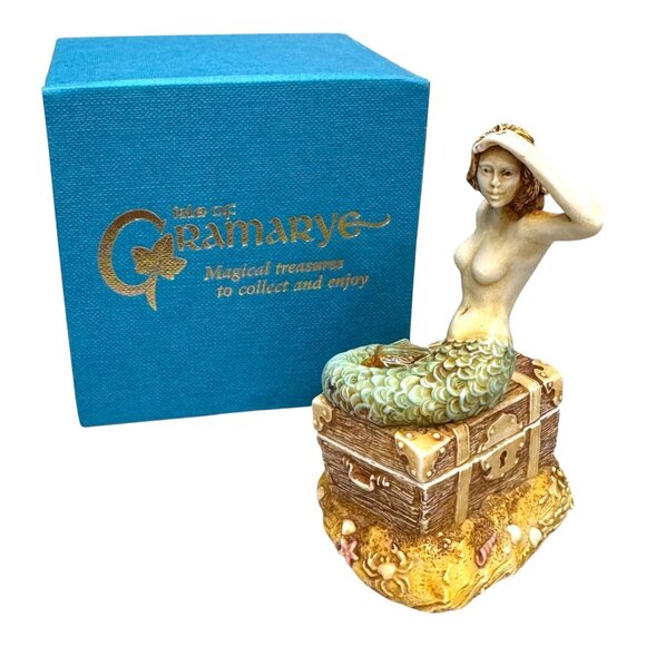 Morvena Mermaid Treasure Chest Trinket Box Tales Of Gramarye 4” Harmony Kingdom - Picture 2 of 12